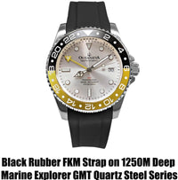 Thumbnail for FKM Black Rubber Strap - DAMASCUS Steel Buckle - FKM-BK-DM FKM Rubber Watch Strap, White FKM rubber strap