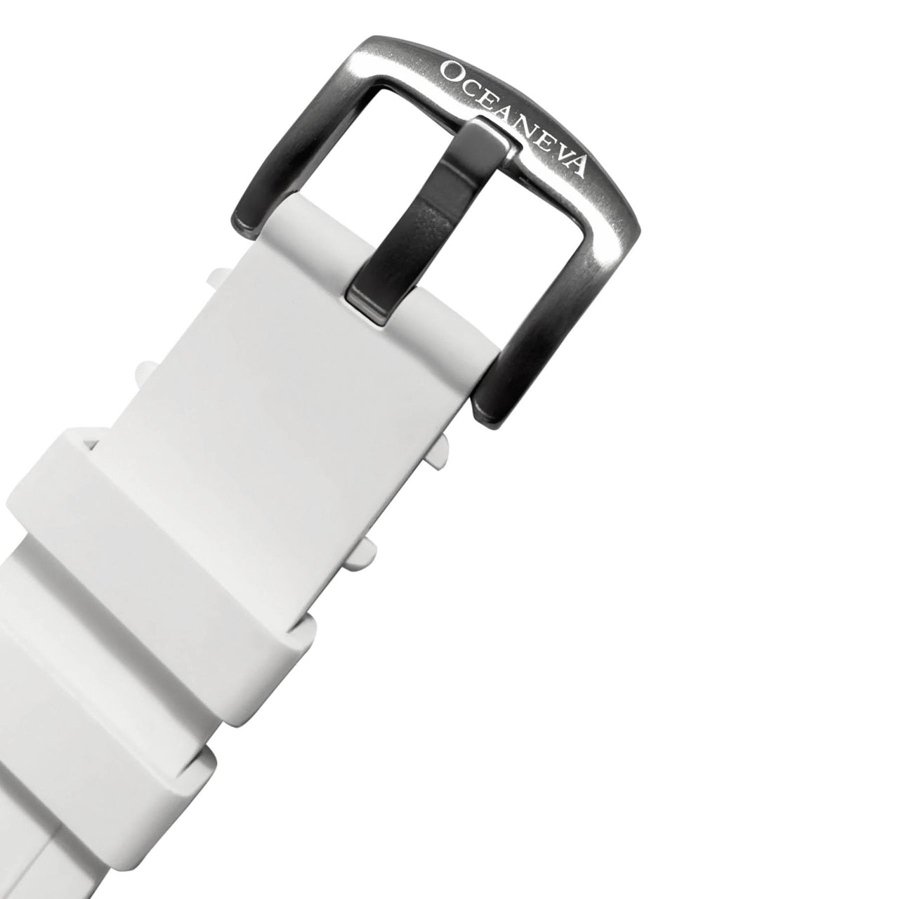 FKM White Rubber Strap - BRUSHED Steel Buckle - FKM-WH-BR FKM Rubber Watch Strap, White FKM rubber strap