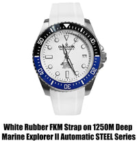 Thumbnail for FKM White Rubber Strap - BRUSHED Steel Buckle - FKM-WH-BR FKM Rubber Watch Strap, White FKM rubber strap