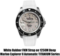 Thumbnail for FKM White Rubber Strap - DAMASCUS Steel Buckle - FKM-WH-DM FKM Rubber Watch Strap, White FKM rubber strap