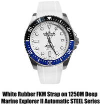 Thumbnail for FKM White Rubber Strap - DAMASCUS Steel Buckle - FKM-WH-DM FKM Rubber Watch Strap, White FKM rubber strap