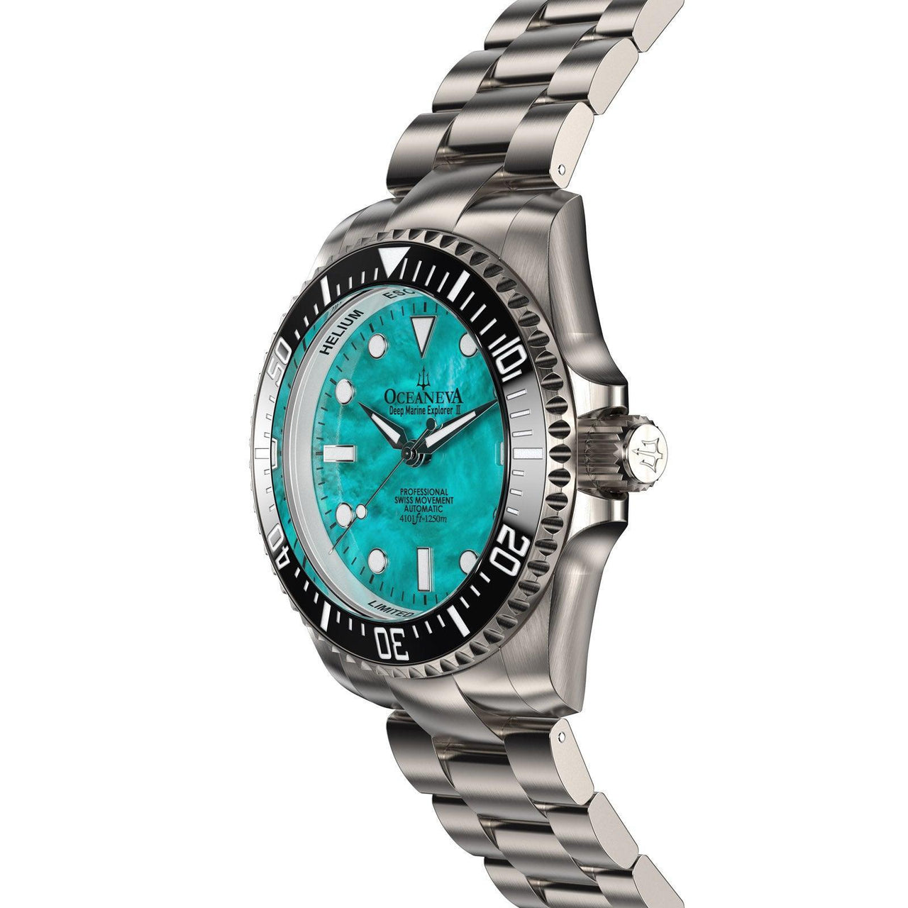 Oceaneva Men's Deep Marine Explorer II 1250M Titanium Watch - Aquamarine Dial - BKII200AQMOPTT Automatic watches, mens titanium watch, Mint Dial Watch, Titanium Watch, titanium watches for men