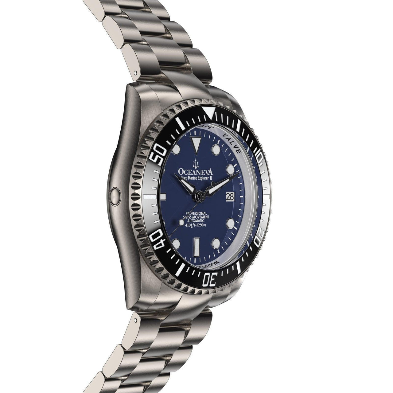 Oceaneva Men's Deep Marine Explorer II 1250M Titanium Watch Navy Blue - BKII200NBLTT Automatic watches, mens titanium watch, Navy blue dial watch, Titanium Watch, titanium watches for men