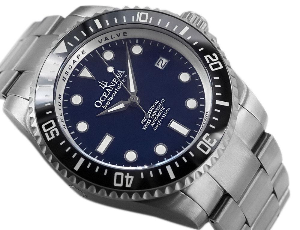 Oceaneva Men's Deep Marine Explorer II 1250M Titanium Watch Navy Blue - BKII200NBLTT Automatic watches, mens titanium watch, Navy blue dial watch, Titanium Watch, titanium watches for men