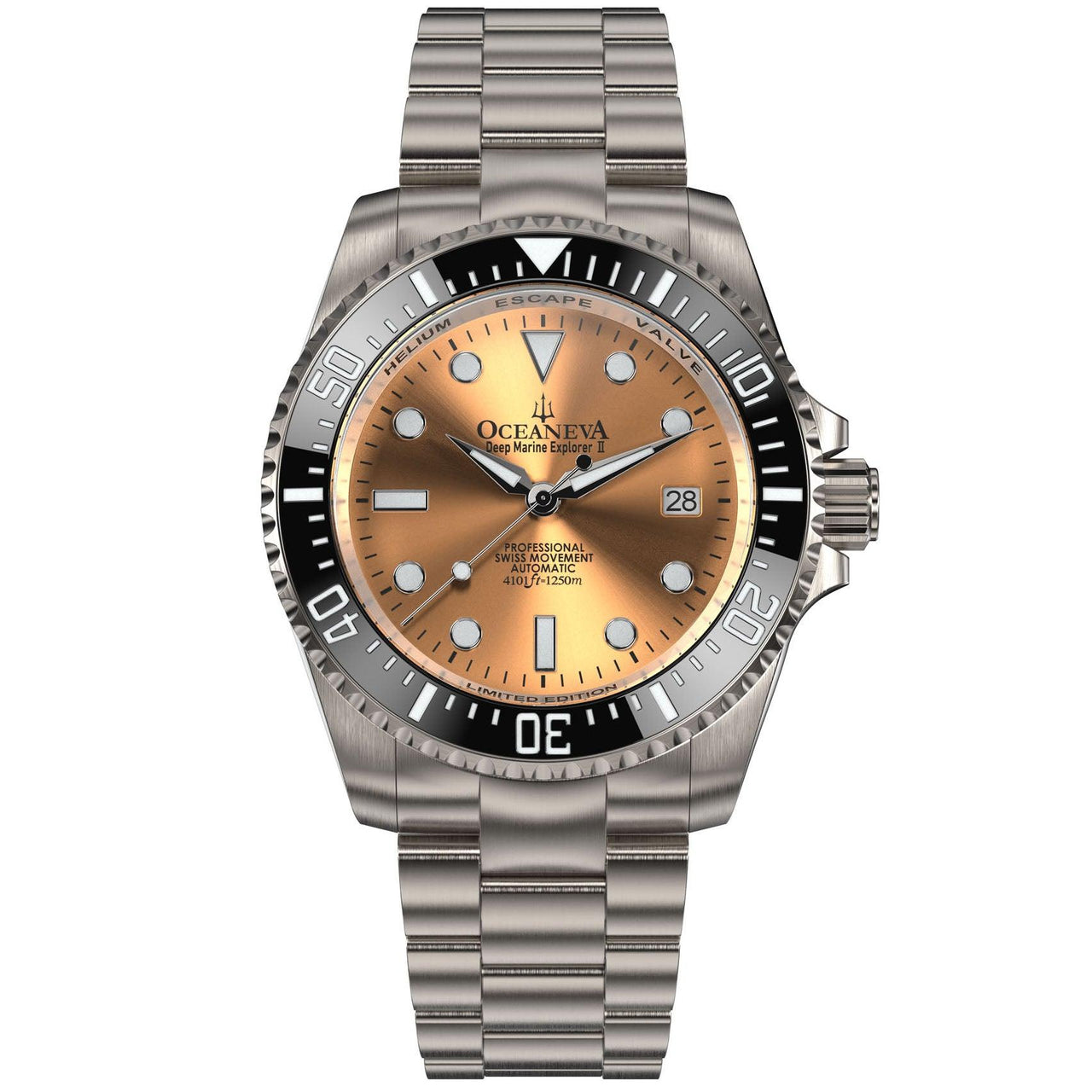 Oceaneva Deep Marine Explorer II Titanium Limited Edition Watch Copper Dial - BKII200SLSTT Automatic watches, copper dial watch, mens titanium watch, Titanium Watch, titanium watches for men