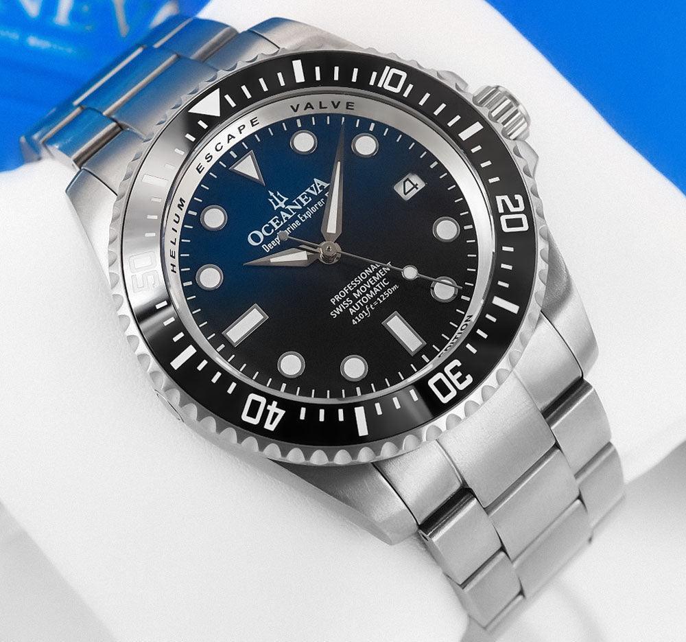Oceaneva Deep Marine Explorer II1250M Titanium Watch Blue Black - BKIIHBLBTT Automatic watches, Blue and black dial, mens titanium watch, Titanium Watch, titanium watches for men