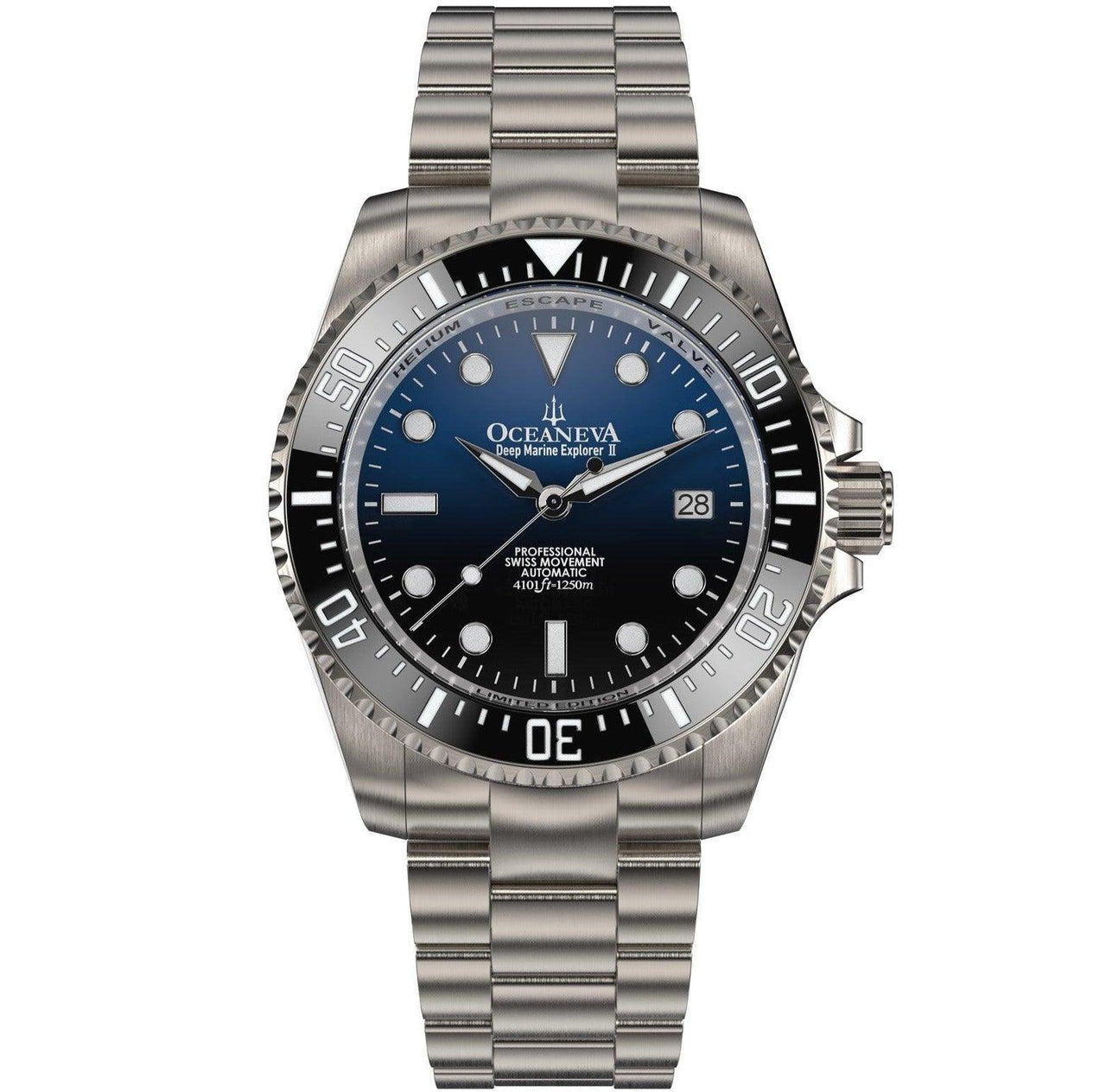 Oceaneva Deep Marine Explorer II1250M Titanium Watch Blue Black - BKIIHBLBTT Automatic watches, Blue and black dial, mens titanium watch, Titanium Watch, titanium watches for men