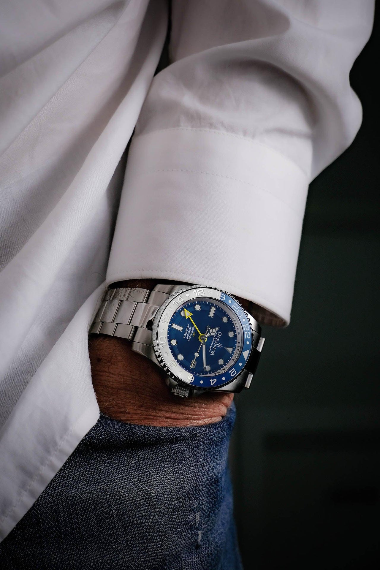 Oceaneva Automatic GMT Watch - Deep Marine Explorer Diver Watch - BL.BL.NH.WH.GMT.ST automatic GMT watch, Automatic watches, Diver GMT, GMT Dive Watch, men's gmt watches