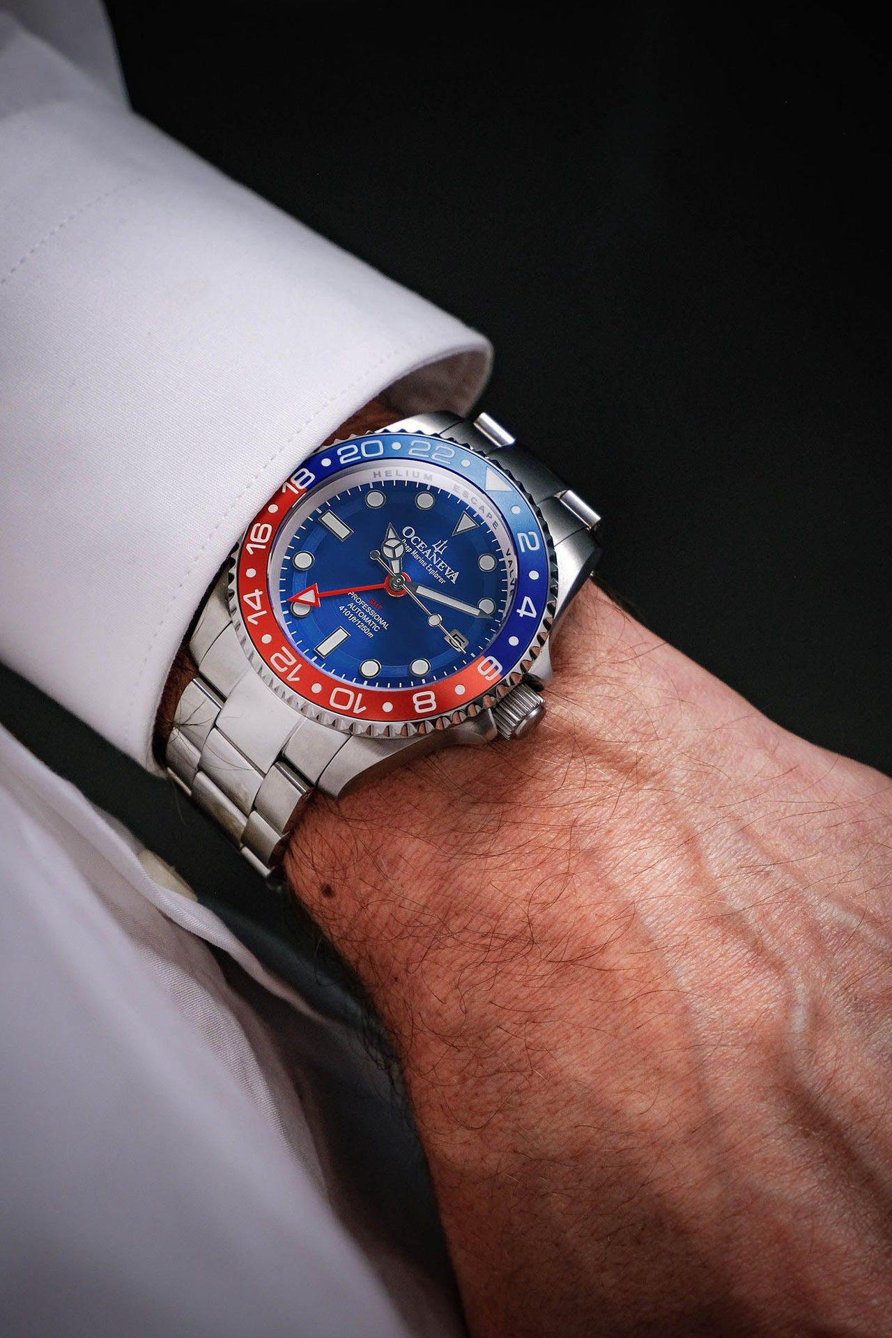 Oceaneva™ Deep Marine Explorer GMT Automatic 1250M Men's Watch - BL.RD.NH.BL.GMT.ST automatic GMT watch, Automatic watches, Diver GMT, GMT Dive Watch, men's gmt watches