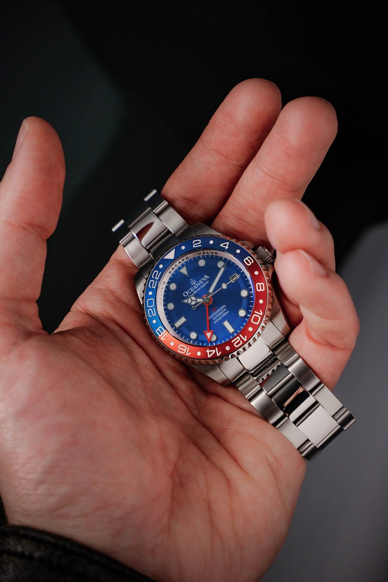 Oceaneva™ Deep Marine Explorer GMT Automatic 1250M Men's Watch - BL.RD.NH.BL.GMT.ST automatic GMT watch, Automatic watches, Diver GMT, GMT Dive Watch, men's gmt watches