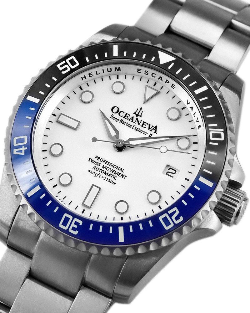 Oceaneva Deep Marine Explorer II Titanium Watch with White Dial - BLIIBK200WHTT Automatic watches, mens titanium watch, Titanium Watch, titanium watches for men, White dial Watch