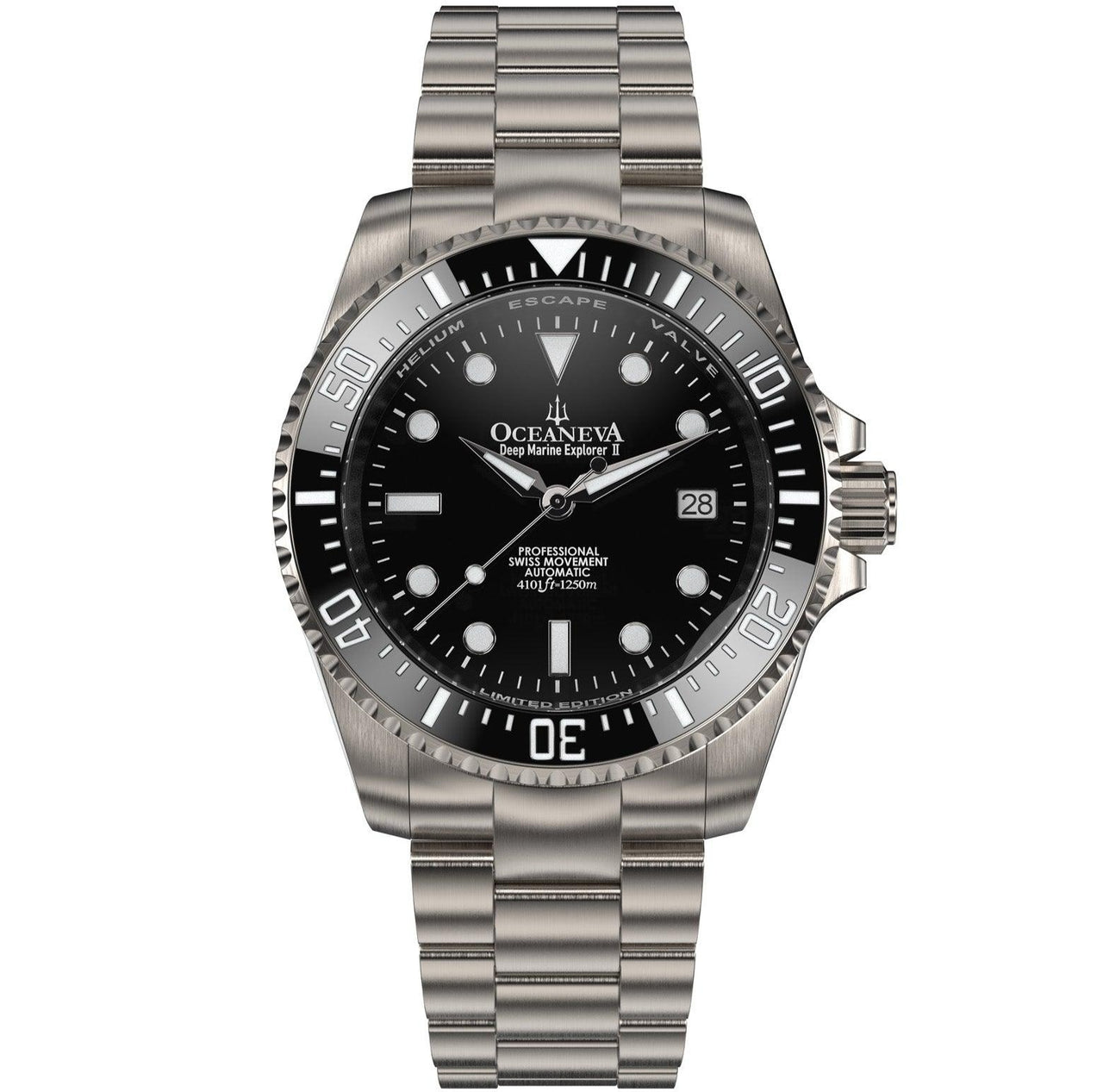 Oceaneva Deep Marine Explorer II - Pro Diver Titanium Limited Edition 1250m - BKII200BKTT Automatic watches, black dial watch, mens titanium watch, Titanium Watch, titanium watches for men