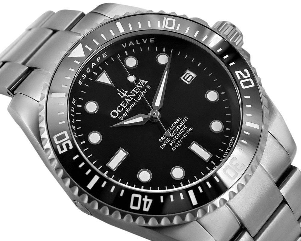 Oceaneva Deep Marine Explorer II - Pro Diver Titanium Limited Edition 1250m - BKII200BKTT Automatic watches, black dial watch, mens titanium watch, Titanium Watch, titanium watches for men