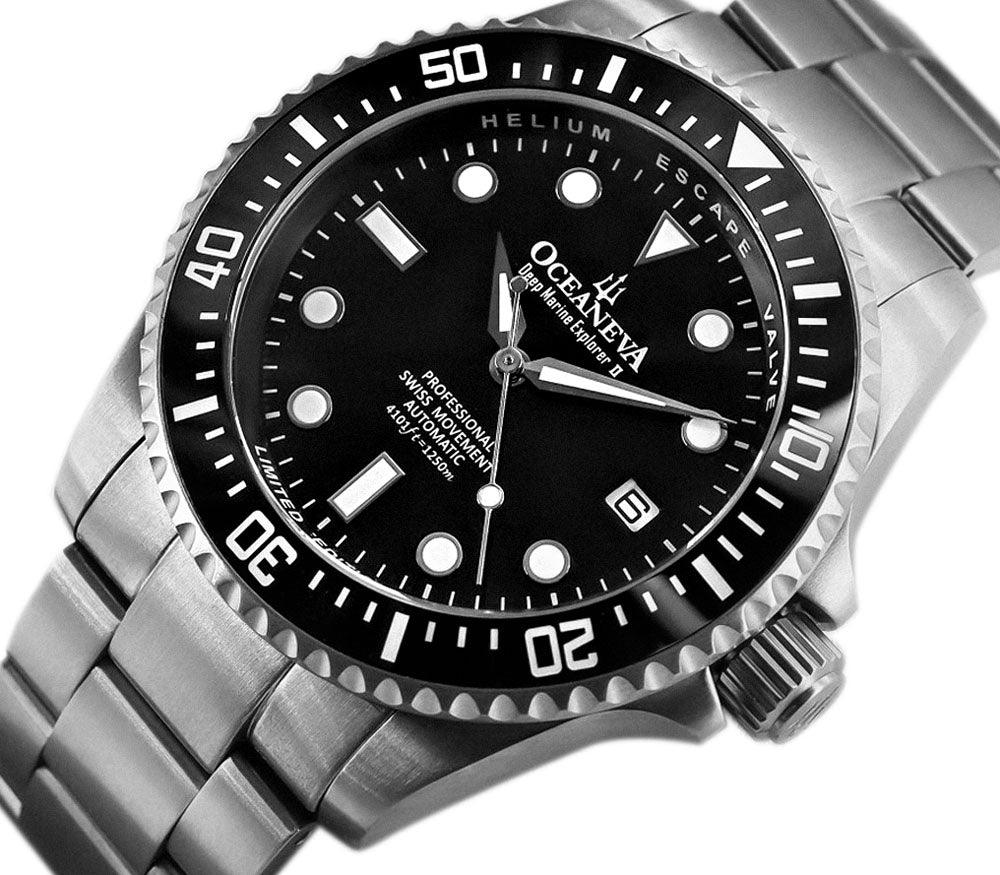 Oceaneva Deep Marine Explorer II - Pro Diver Titanium Limited Edition 1250m - BKII200BKTT Automatic watches, black dial watch, mens titanium watch, Titanium Watch, titanium watches for men