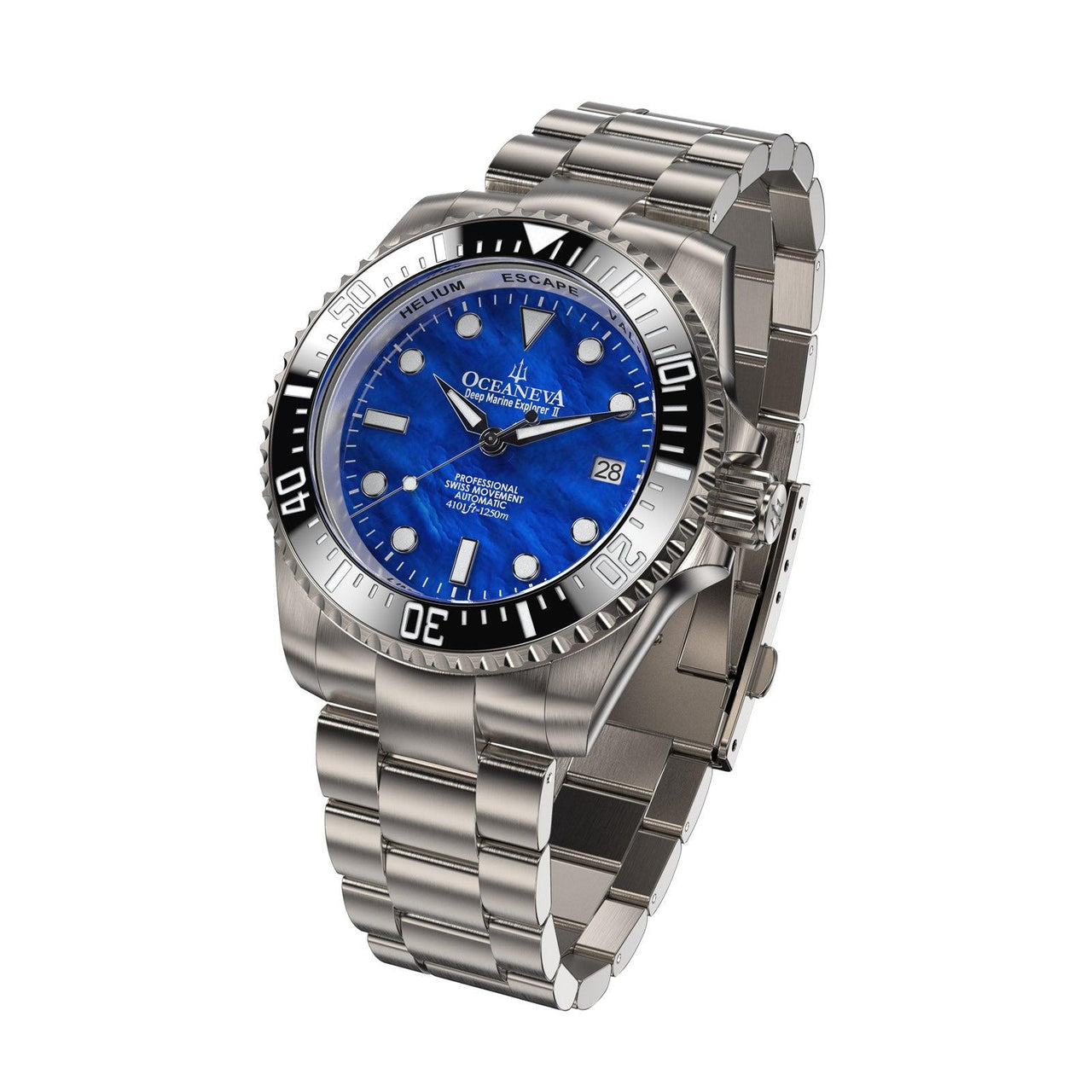 Oceaneva Deep Marine Explorer II Titanium Limited Edition 1250M - BKII200BLMOPTT Automatic watches, Blue mother of pearl dial watch, mens titanium watch, Titanium Watch, titanium watches for men