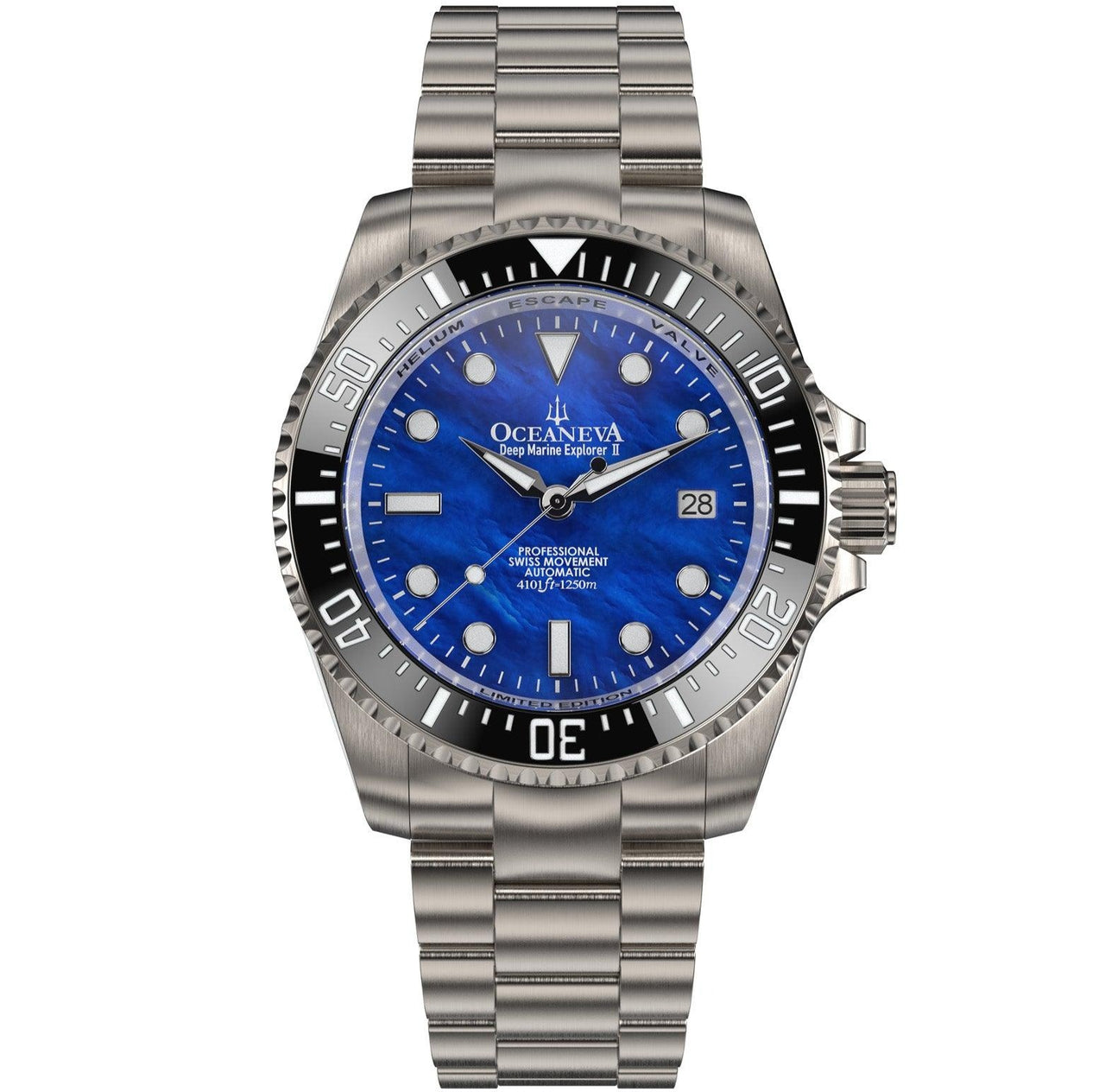 Oceaneva Deep Marine Explorer II Titanium Limited Edition 1250M - BKII200BLMOPTT Automatic watches, Blue mother of pearl dial watch, mens titanium watch, Titanium Watch, titanium watches for men