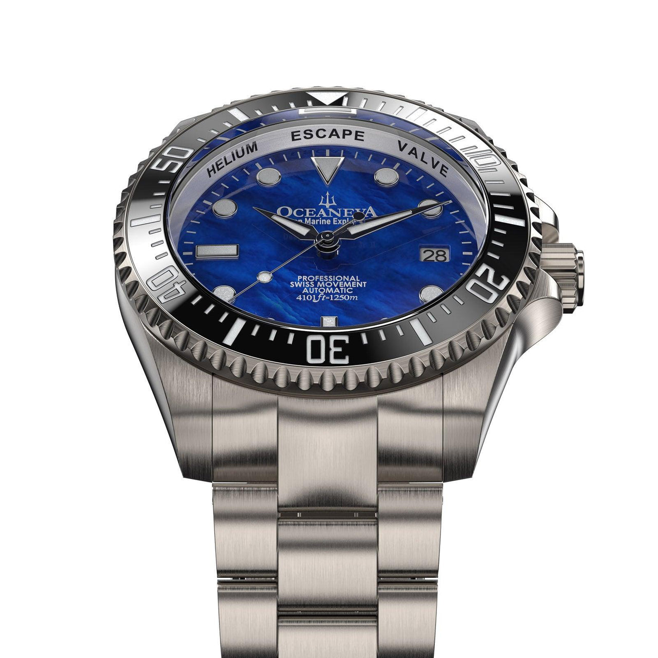 Oceaneva Deep Marine Explorer II Titanium Limited Edition 1250M - BKII200BLMOPTT Automatic watches, Blue mother of pearl dial watch, mens titanium watch, Titanium Watch, titanium watches for men