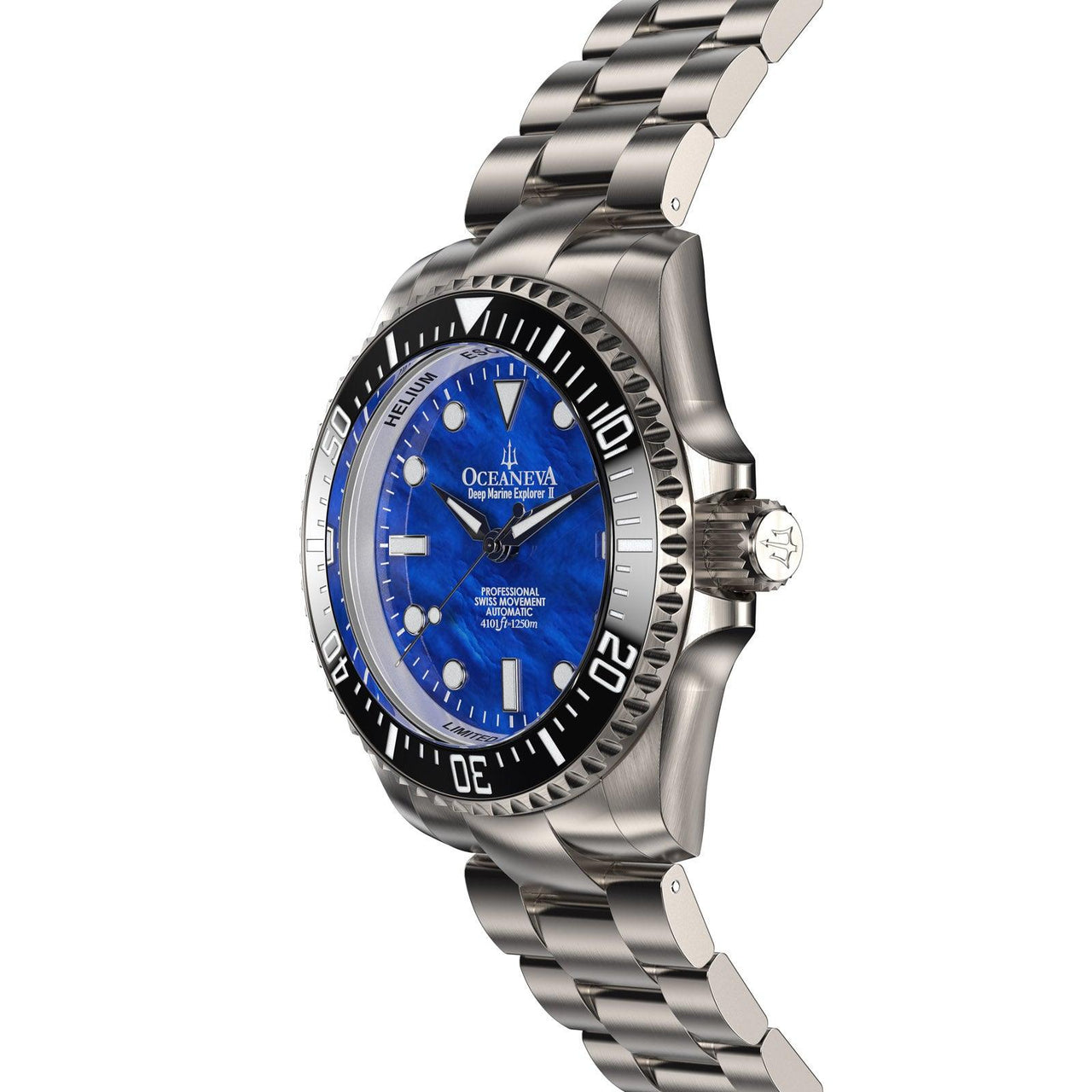 Oceaneva Deep Marine Explorer II Titanium Limited Edition 1250M - BKII200BLMOPTT Automatic watches, Blue mother of pearl dial watch, mens titanium watch, Titanium Watch, titanium watches for men