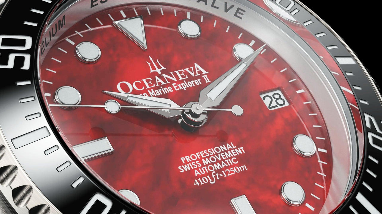 Oceaneva Deep Marine Explorer II Titanium Limited Edition - BKII200RDMOPTT Automatic watches, mens titanium watch, Red dial watch, Titanium Watch, titanium watches for men