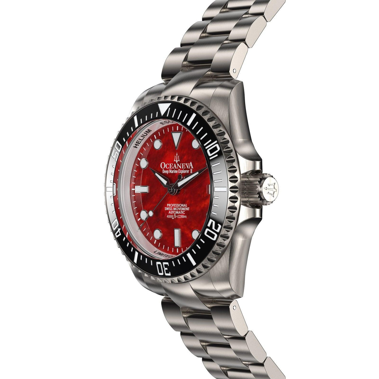 Oceaneva Deep Marine Explorer II Titanium Limited Edition - BKII200RDMOPTT Automatic watches, mens titanium watch, Red dial watch, Titanium Watch, titanium watches for men