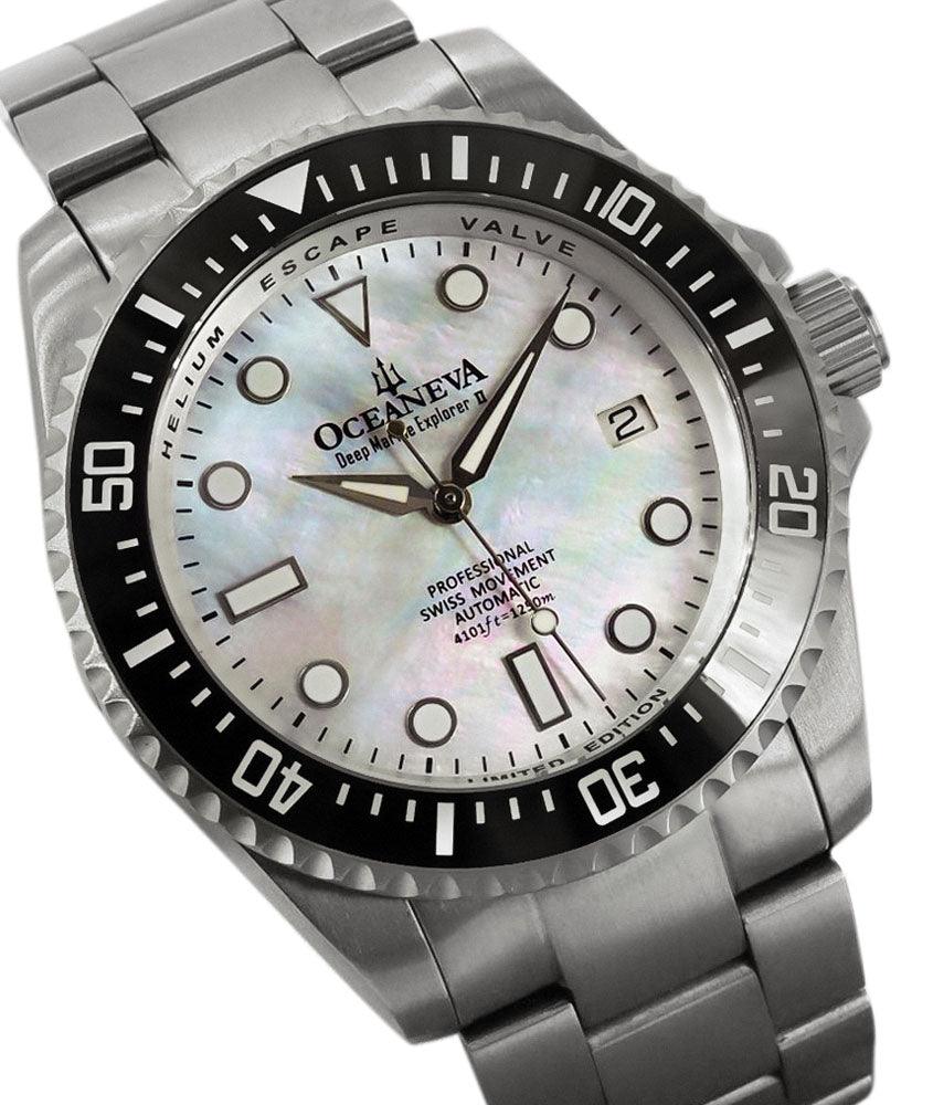 Oceaneva Deep Marine Explorer II Titanium Limited Edition Watch White Dial - BKII200WHMOPTT Automatic watches, mens titanium watch, Titanium Watch, titanium watches for men, White Mother of Pearl Dial Watch