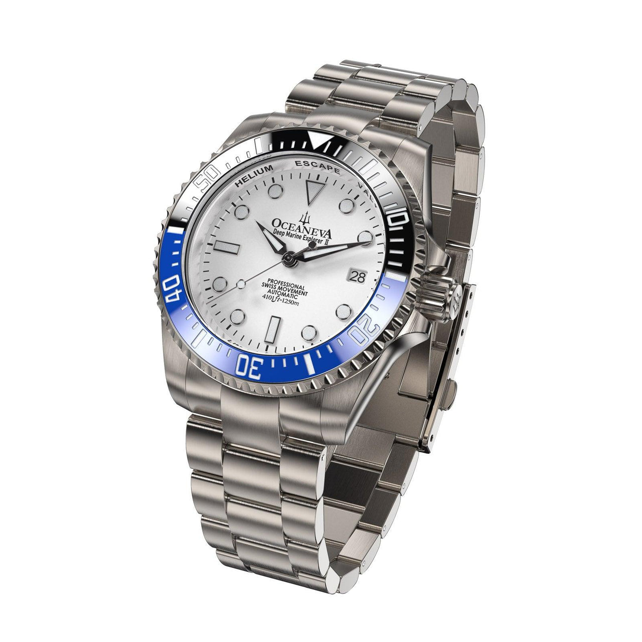 Oceaneva Deep Marine Explorer II Titanium Watch with White Dial - BLIIBK200WHTT Automatic watches, mens titanium watch, Titanium Watch, titanium watches for men, White dial Watch