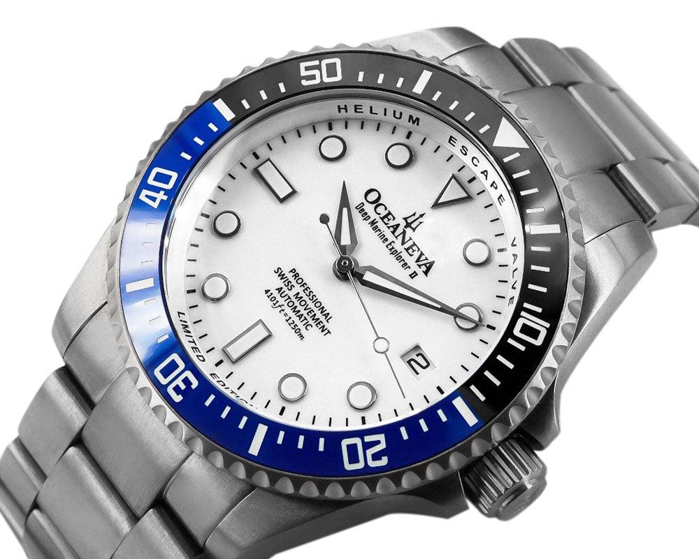 Oceaneva Deep Marine Explorer II Titanium Watch with White Dial - BLIIBK200WHTT Automatic watches, mens titanium watch, Titanium Watch, titanium watches for men, White dial Watch