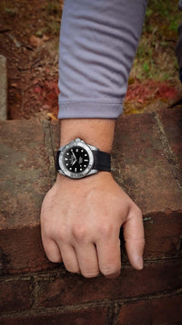 Thumbnail for Oceaneva Men's Deep Marine Explorer II 1250m Damascus Steel Watch Rubber Strap - DM200BK Automatic watches, damascus steel, Damascus steel dive watch, Damascus Steel Watch, Diver watch
