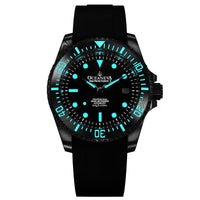 Thumbnail for Oceaneva Mens Deep Marine Explorer II Black Damascus Steel Dial Watch - DM200BKDM Automatic watches, Black FKM rubber strap, damascus steel, Damascus Steel Watch, Diver watch