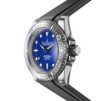 Thumbnail for Oceaneva Mens Deep Marine Explorer II Damascus Steel Watch Blue Dial - DM200BL-BlackStrap Automatic watches, Black FKM rubber strap, damascus steel, Damascus Steel Watch, Diver watch