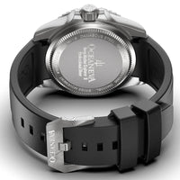 Thumbnail for Oceaneva Mens Deep Marine Explorer II Damascus Steel Watch Blue Dial - DM200BL-BlackStrap Automatic watches, Black FKM rubber strap, damascus steel, Damascus Steel Watch, Diver watch