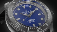 Thumbnail for Oceaneva Mens Deep Marine Explorer II Damascus Steel Watch Blue Dial - DM200BL-BlackStrap Automatic watches, Black FKM rubber strap, damascus steel, Damascus Steel Watch, Diver watch
