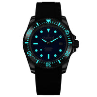 Thumbnail for Oceaneva Mens Deep Marine Explorer II Damascus Steel Watch Blue Dial - DM200BL-BlackStrap Automatic watches, Black FKM rubber strap, damascus steel, Damascus Steel Watch, Diver watch