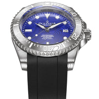 Thumbnail for Oceaneva Mens Deep Marine Explorer II Blue Damascus Steel Dial Watch Rubber - DM200BLDM Automatic watches, Black FKM rubber strap, damascus steel, Damascus Steel Watch, Diver watch