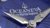 Thumbnail for Oceaneva Mens Deep Marine Explorer II Blue Damascus Steel Dial Watch Rubber - DM200BLDM Automatic watches, Black FKM rubber strap, damascus steel, Damascus Steel Watch, Diver watch