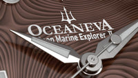 Thumbnail for Oceaneva Mens Deep Marine Explorer II Coffee Brown Damascus Steel Dial Watch Rubber - DM200CFDM Automatic watches, Black FKM rubber strap, damascus steel, Damascus Steel Watch, Diver watch