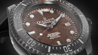 Thumbnail for Oceaneva Mens Deep Marine Explorer II Coffee Brown Damascus Steel Dial Watch Rubber - DM200CFDM Automatic watches, Black FKM rubber strap, damascus steel, Damascus Steel Watch, Diver watch