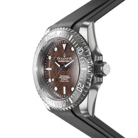 Thumbnail for Oceaneva Mens Deep Marine Explorer II Coffee Brown Damascus Steel Dial Watch Rubber - DM200CFDM Automatic watches, Black FKM rubber strap, damascus steel, Damascus Steel Watch, Diver watch