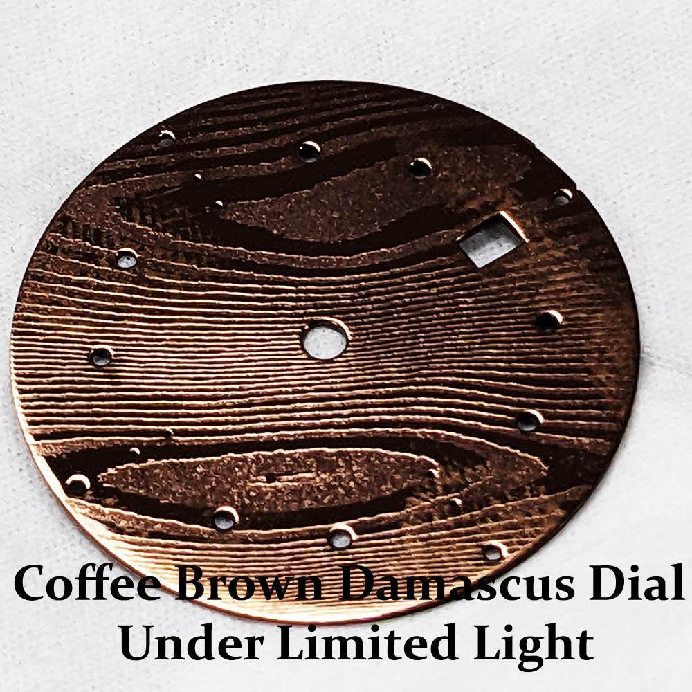 Oceaneva Mens Deep Marine Explorer II Coffee Brown Damascus Steel Dial Watch Rubber - DM200CFDM Automatic watches, Black FKM rubber strap, damascus steel, Damascus Steel Watch, Diver watch