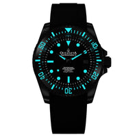 Thumbnail for Oceaneva Mens Deep Marine Explorer II Coffee Brown Damascus Steel Dial Watch Rubber - DM200CFDM Automatic watches, Black FKM rubber strap, damascus steel, Damascus Steel Watch, Diver watch