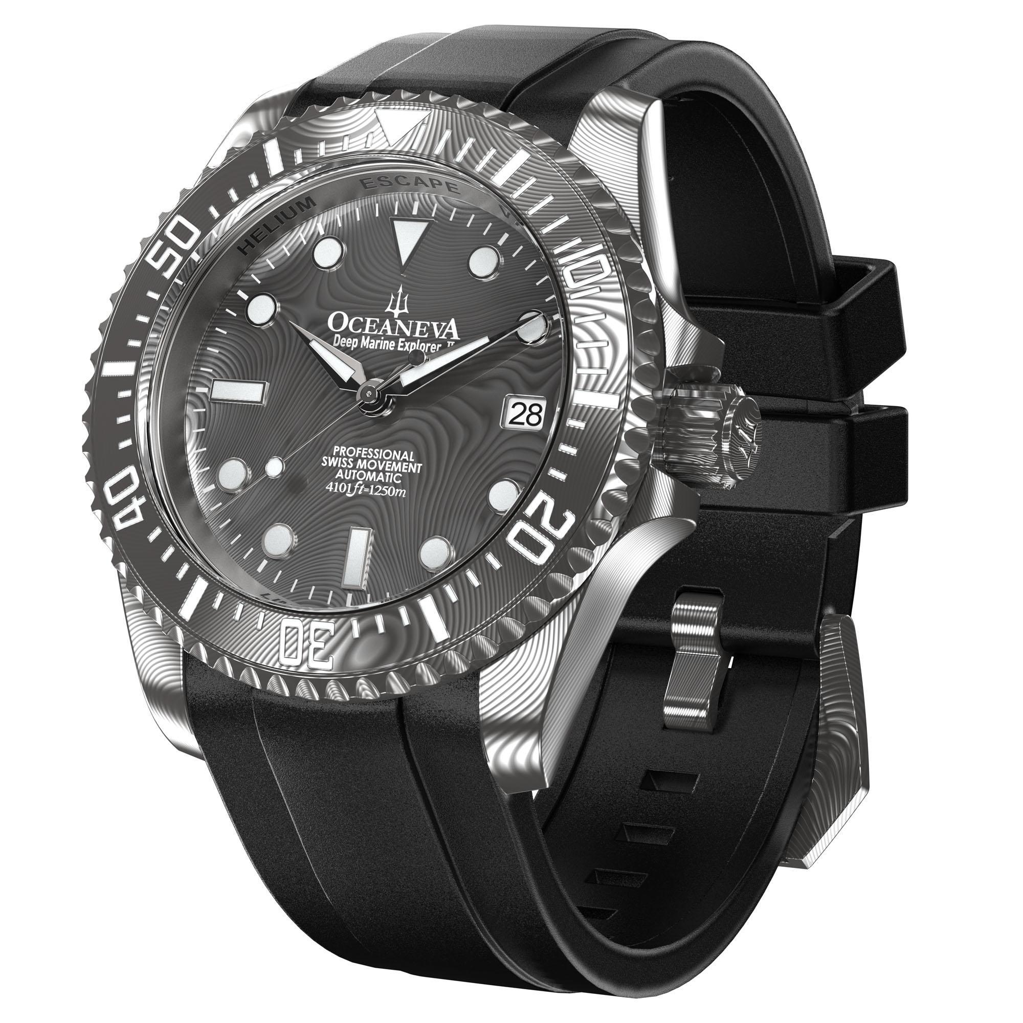 Damascus Steel Watch | Oceaneva Coffee Ion Plated Damascus