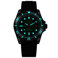 Thumbnail for Oceaneva Mens Deep Marine Explorer II Damascus Steel Watch Green Dial - DM200GR Automatic watches, Black FKM rubber strap, damascus steel, Damascus Steel Watch, Diver watch