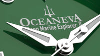 Thumbnail for Oceaneva Mens Deep Marine Explorer II Damascus Steel Watch Green Dial - DM200GR Automatic watches, Black FKM rubber strap, damascus steel, Damascus Steel Watch, Diver watch