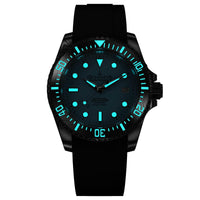 Thumbnail for Oceaneva Mens Deep Marine Explorer II Sky Blue Dial Damascus Steel Watch - DM200LBL-BlackStrap Automatic watches, Black FKM rubber strap, damascus steel, Damascus Steel Watch, Diver watch