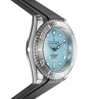 Thumbnail for Oceaneva Mens Deep Marine Explorer II Sky Blue Dial Damascus Steel Watch - DM200LBL-BlackStrap Automatic watches, Black FKM rubber strap, damascus steel, Damascus Steel Watch, Diver watch