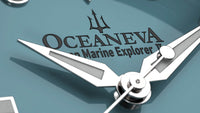 Thumbnail for Oceaneva Mens Deep Marine Explorer II Sky Blue Dial Damascus Steel Watch - DM200LBL-BlackStrap Automatic watches, Black FKM rubber strap, damascus steel, Damascus Steel Watch, Diver watch
