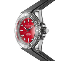 Thumbnail for Oceaneva Mens Deep Marine Explorer II Damascus Steel Watch Red Dial - DM200RD Automatic watches, Black FKM rubber strap, damascus steel, Damascus Steel Watch, Diver watch
