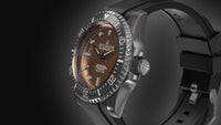 Thumbnail for Oceaneva Mens Deep Marine Explorer II Rose Gold Damascus Steel Dial Watch Rubber - DM200RGDM Automatic watches, Black FKM rubber strap, damascus steel, Damascus Steel Watch, Diver watch