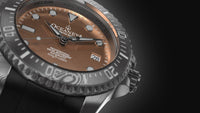 Thumbnail for Oceaneva Mens Deep Marine Explorer II Rose Gold Damascus Steel Dial Watch Rubber - DM200RGDM Automatic watches, Black FKM rubber strap, damascus steel, Damascus Steel Watch, Diver watch