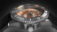 Thumbnail for Oceaneva Mens Deep Marine Explorer II Rose Gold Damascus Steel Dial Watch Rubber - DM200RGDM Automatic watches, Black FKM rubber strap, damascus steel, Damascus Steel Watch, Diver watch